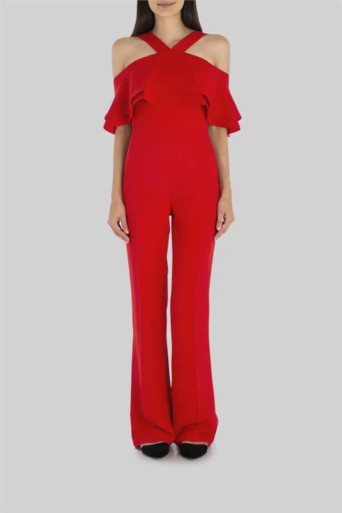 Carla Zampatti Crepe La Vie Boheme Jumpsuit Ruby Size 10 - Image 1
