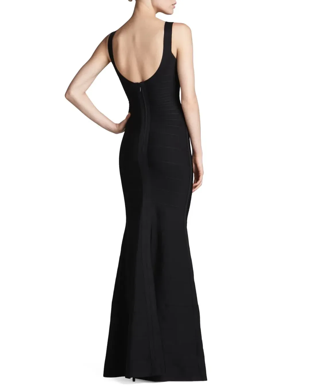 Herve Leger Bandage Round Neck Gown Black Size S / AU 8 for rent on The Volte - main image