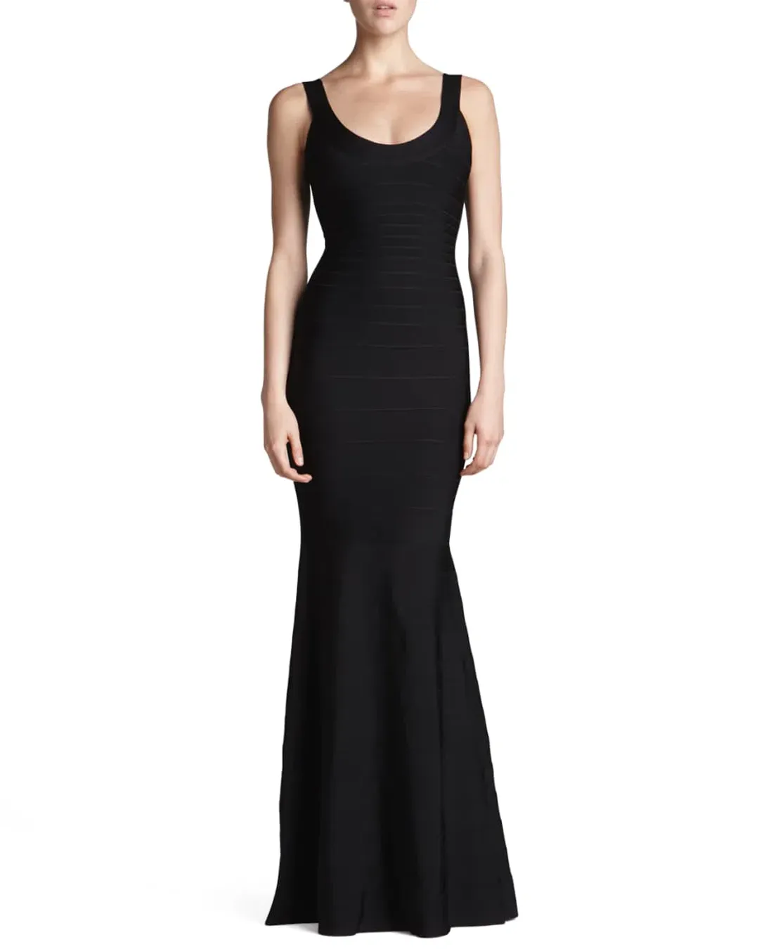 Herve Leger Bandage Round Neck Gown Black Size S / AU 8 for rent on The Volte - main image
