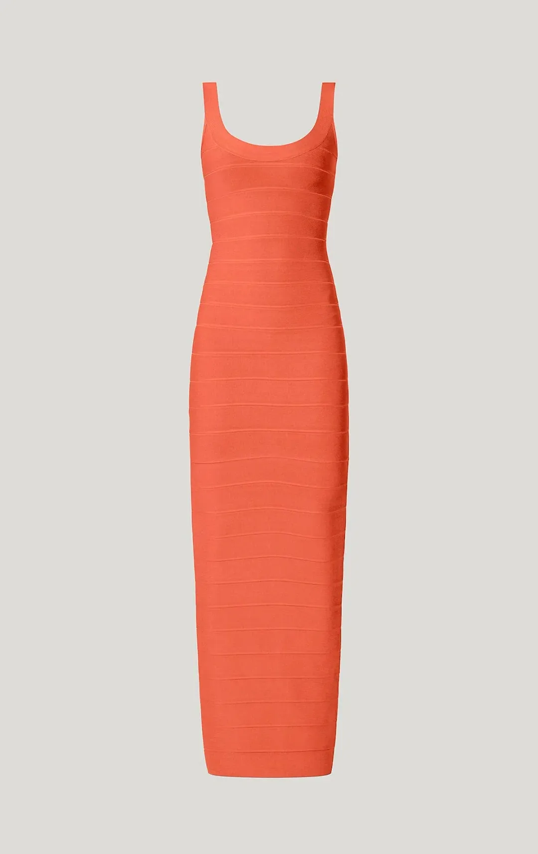 Herve Leger Round Neck Gown Coral Size XS / AU 6 for rent on The Volte - main image