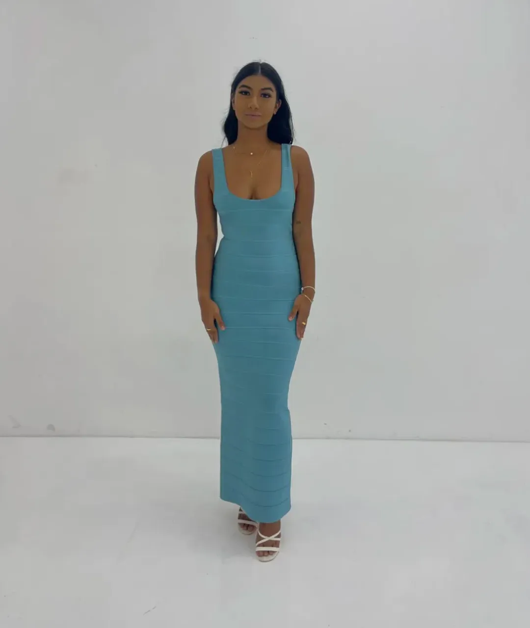 Herve Leger Bandage Midi Dress Blue Size S / AU 8 for rent on The Volte - main image