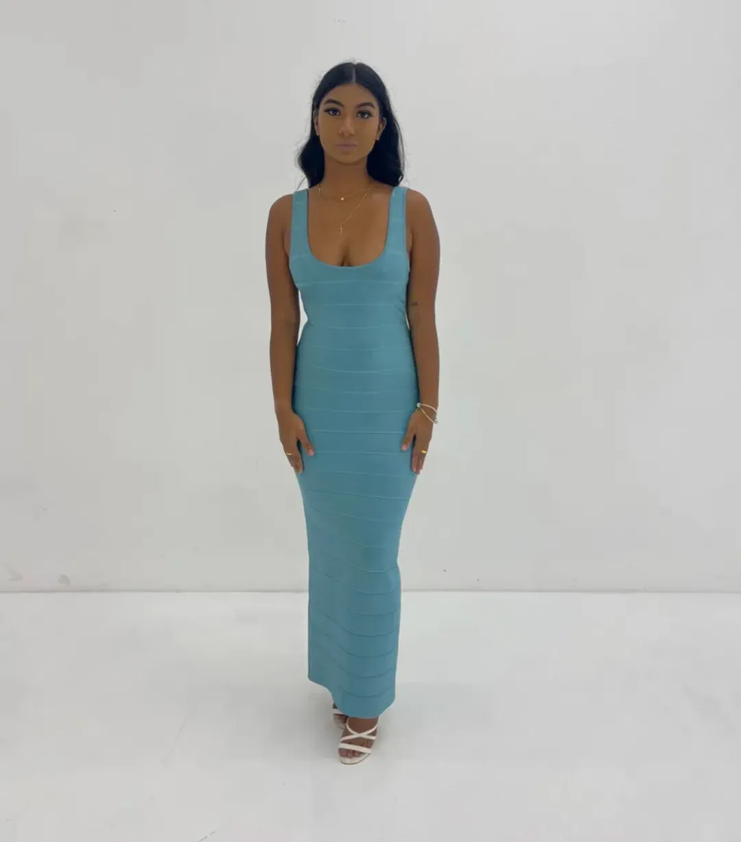 Herve Leger Bandage Midi Dress Blue Size S / AU 8 for rent on The Volte - main image