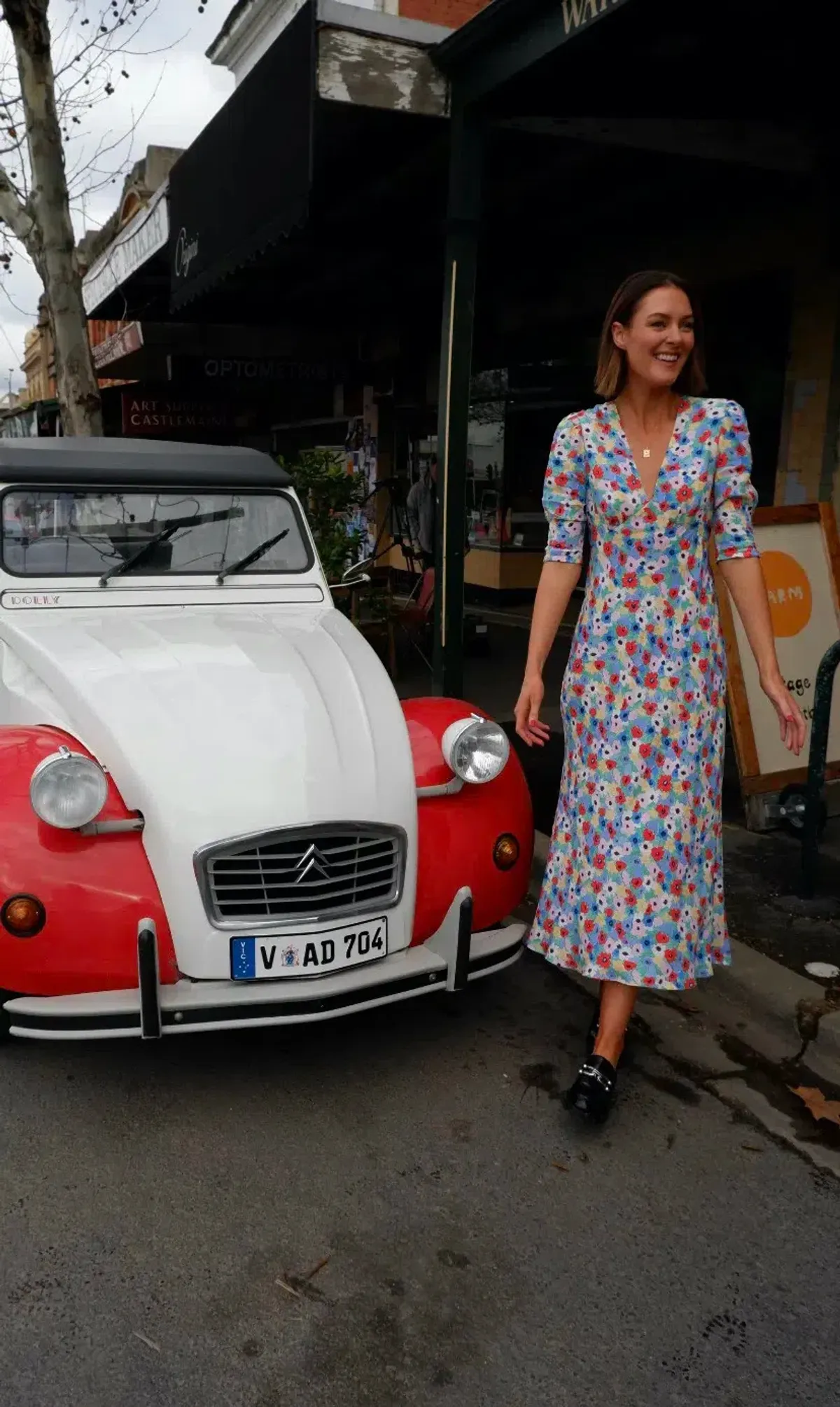 Rixo Zadie V Neck Midi Dress Floral Size XXS / AU 6 - Image 2