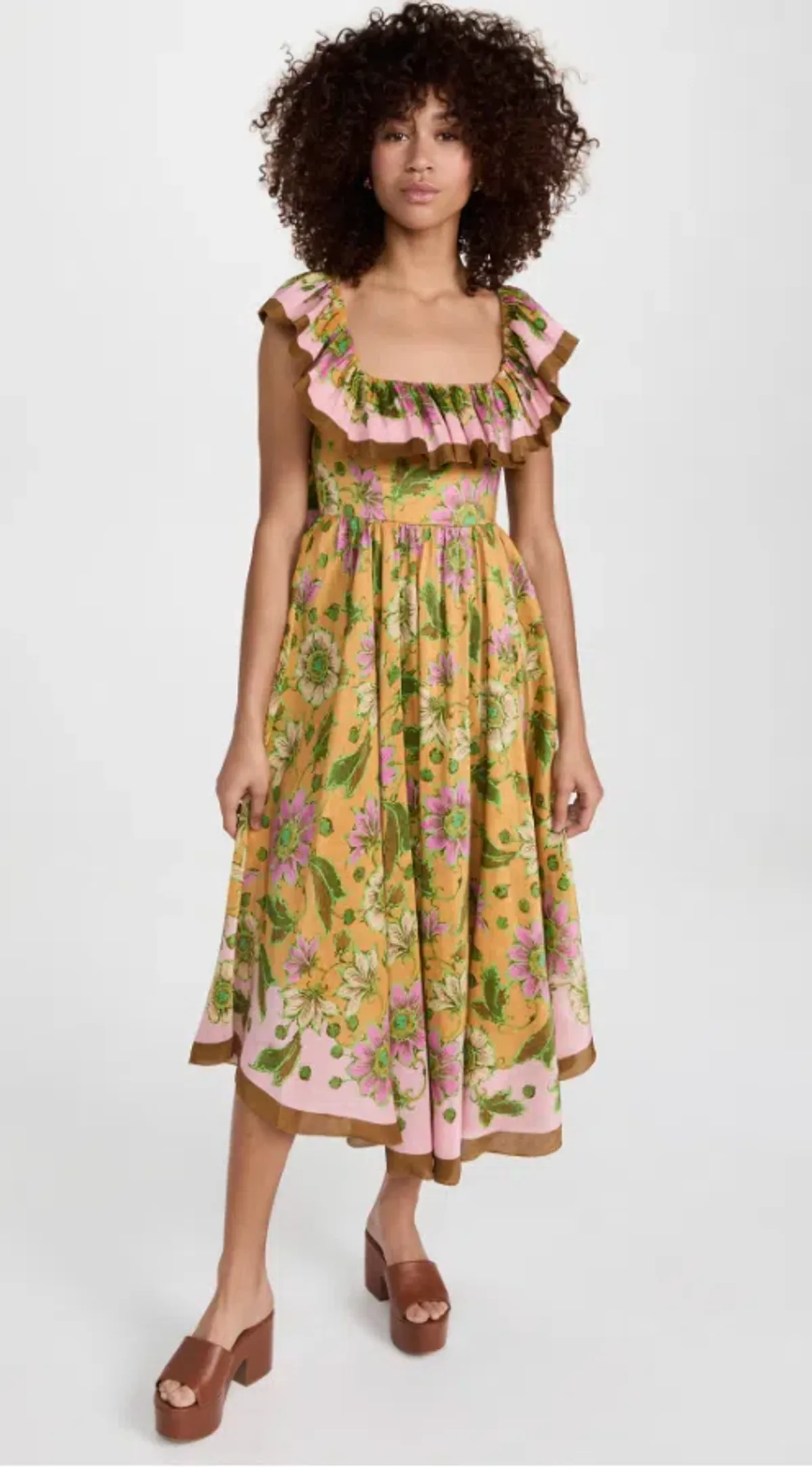 Alemais Winnie Ruffle Midi Dress Floral Size 10 - Image 2