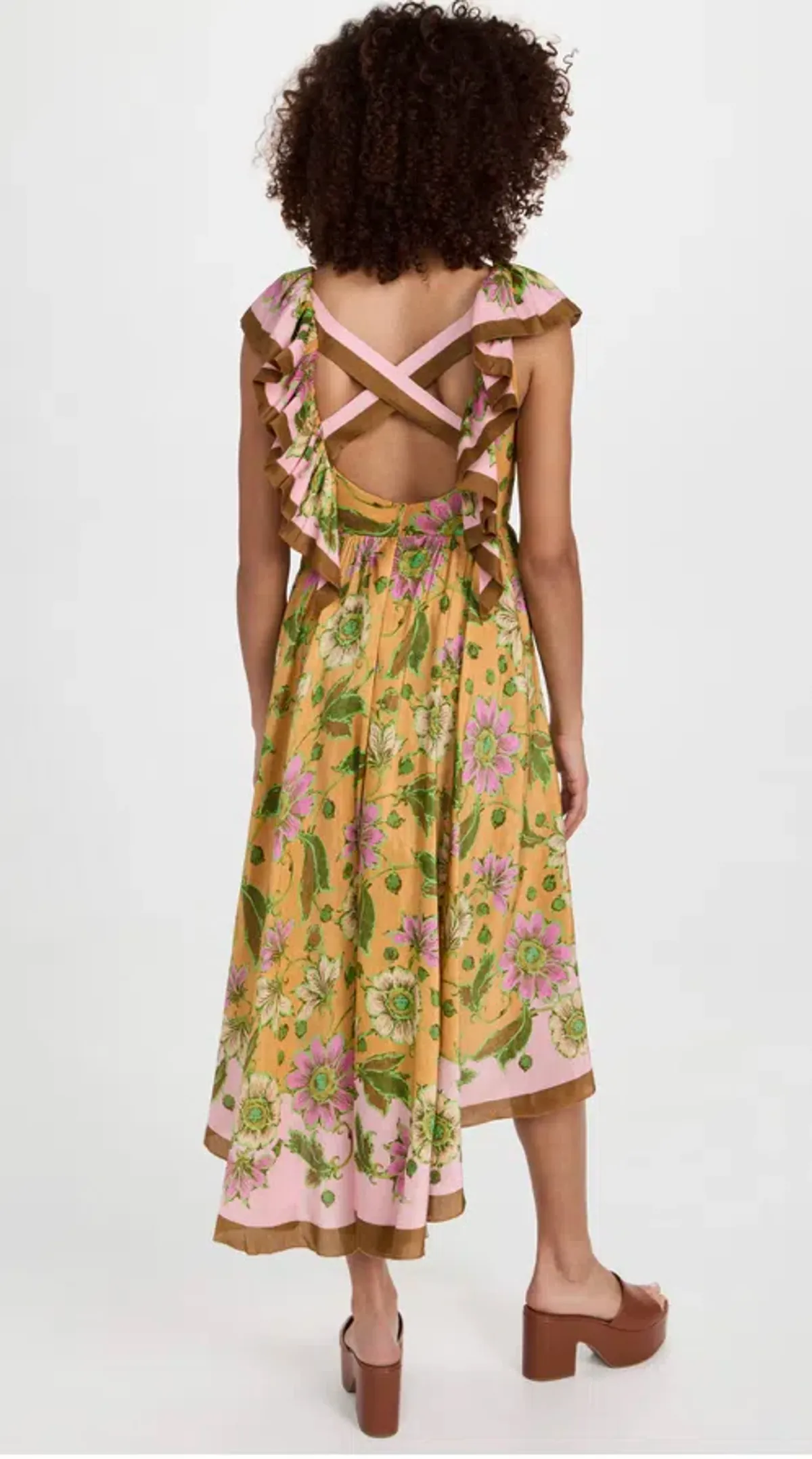 Alemais Winnie Ruffle Midi Dress Floral Size 10 - Image 3