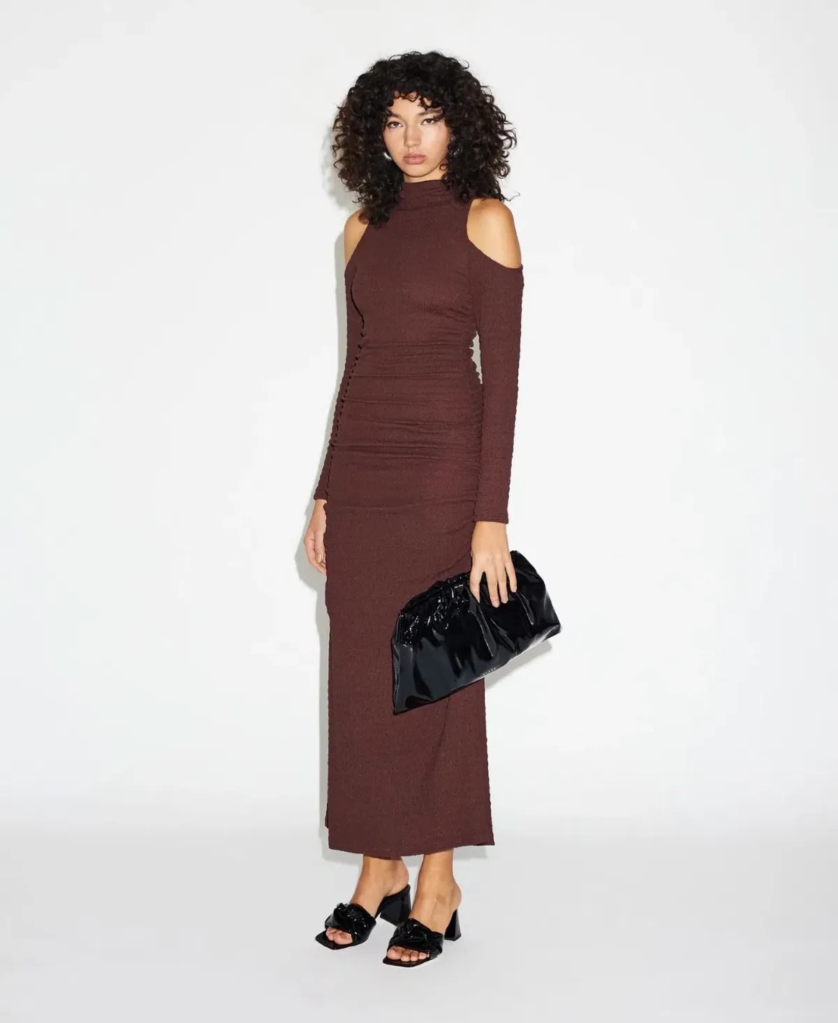Lover Kienna Textured Dress Brown Size AU 10 - Image 3