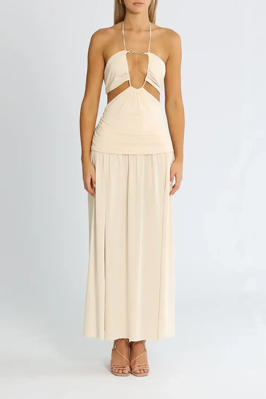 Bec & Bridge Adaline Cut Out Maxi Dress Cream Size AU 12 for rent on The Volte - main image