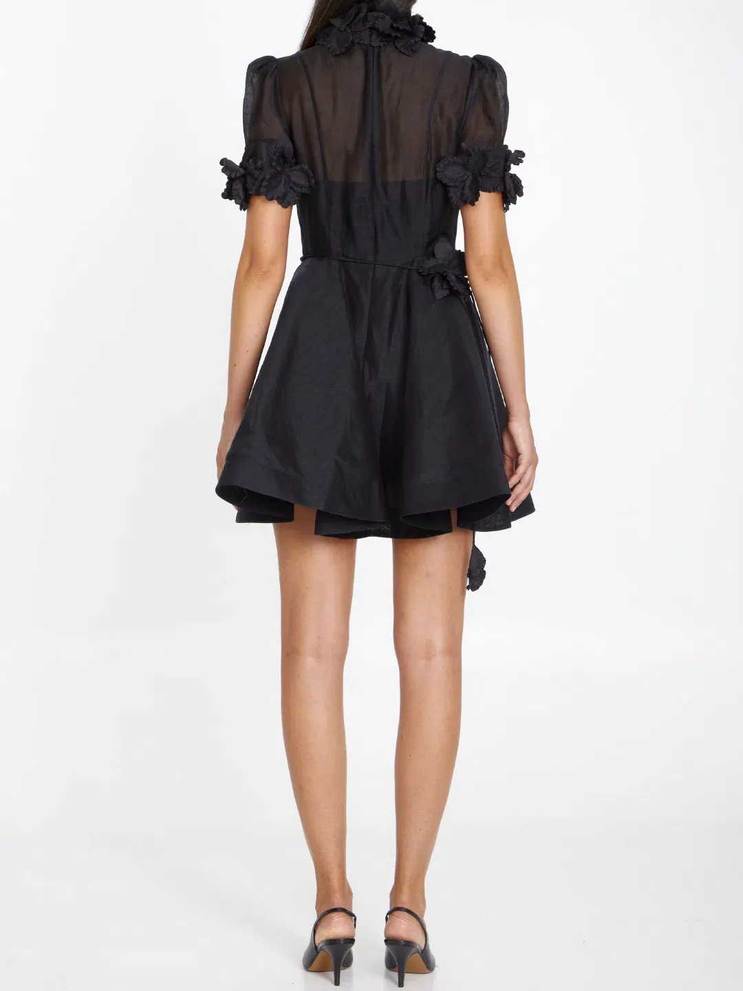 Zimmermann Luminosity Liftoff Flower Mini Dress Black Size 1 / AU 10 for rent on The Volte - main image