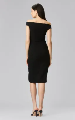 Scanlan Theodore Off Shoulder Crepe Knit Tinsel Dress Black in Size M/AU 10 for rent on The Volte - image 2