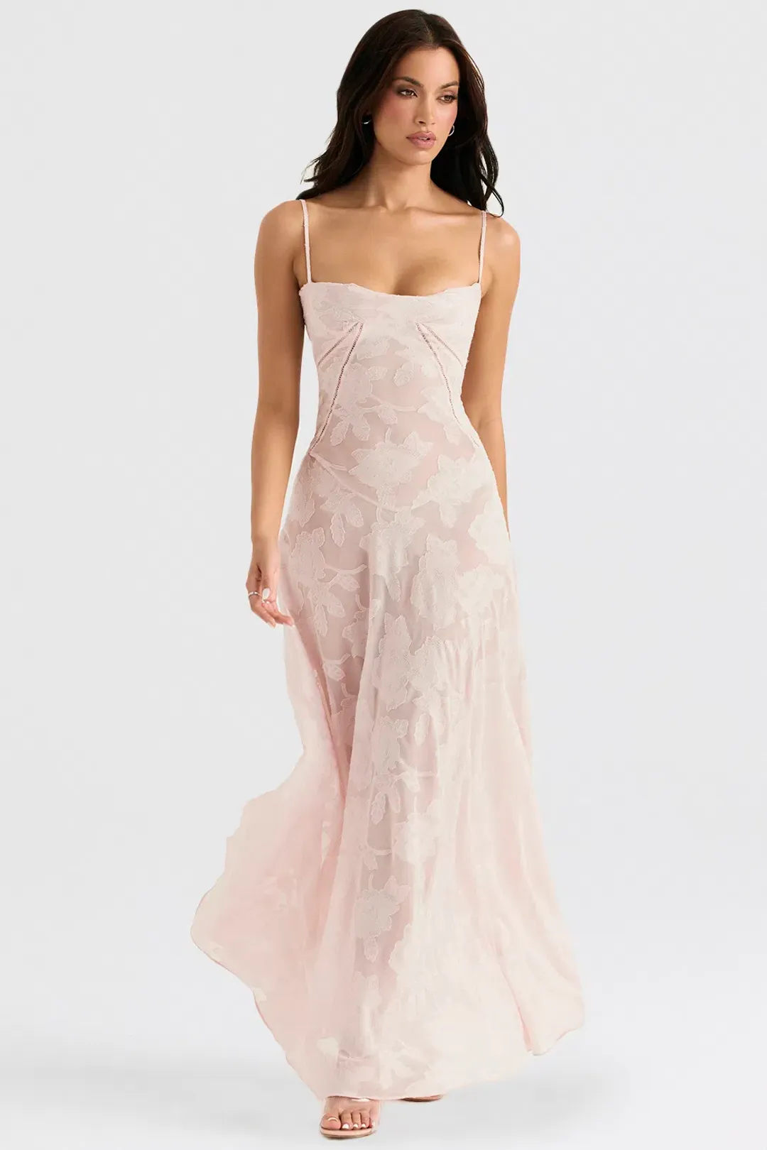 House Of Cb Seren Maxi Dress Soft Pink Size 10 for rent on The Volte - main image