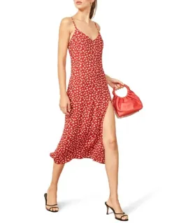 Reformation Crimini Midi Dress Red Floral Size AU 8 for rent on The Volte - image 1