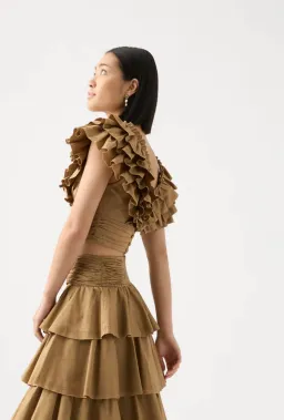 AJE Rhythmic Frill Bodice Size 12 & Eleni Tiered Maxi Skirt Size 8 Set Willow for rent on The Volte - image 2