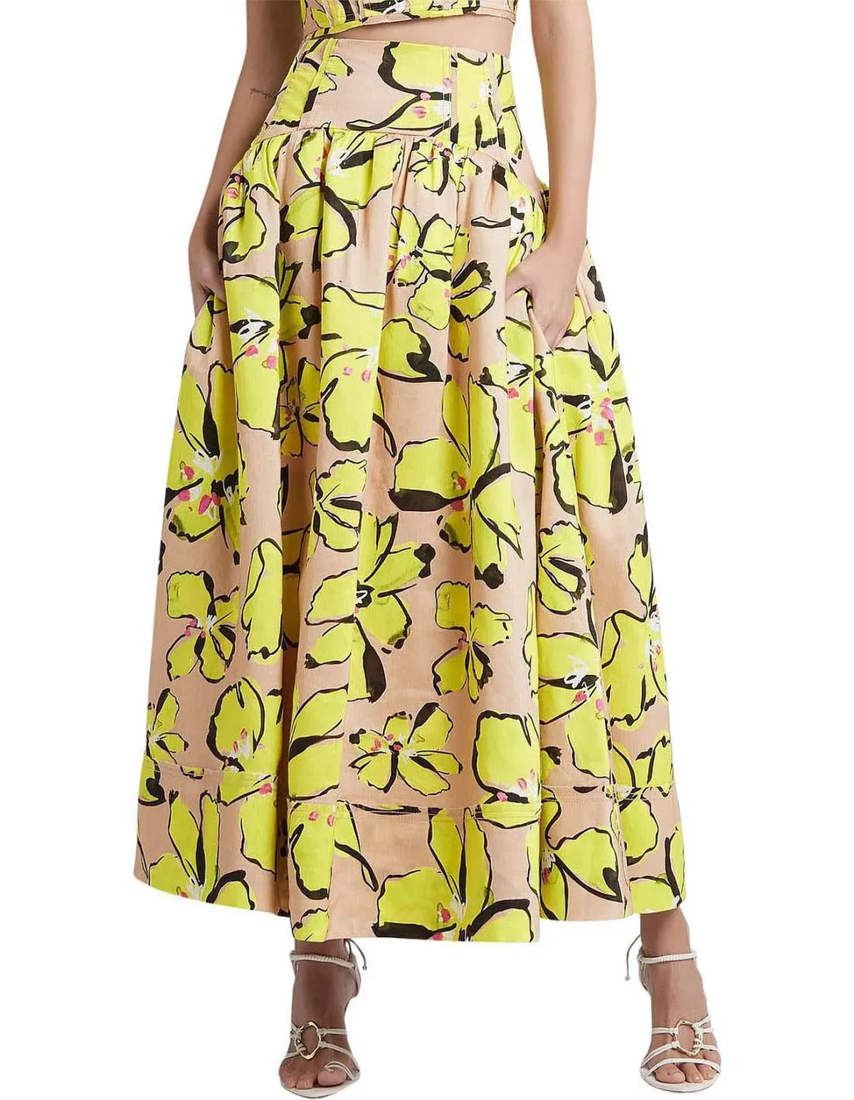 Aje Pelicano Midi Skirt Citrus Bloom Size AU 8 - Image 2