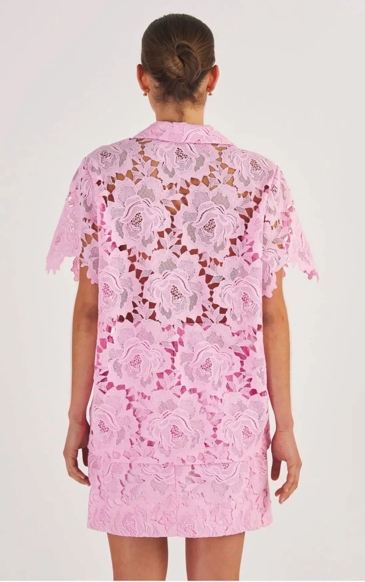 Oroton Lace Camp Shirt in Foxglove Pink in Size AU 8 - Image 2