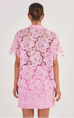 Oroton Lace Camp Shirt in Foxglove Pink in Size AU 8 for rent on The Volte - image 2