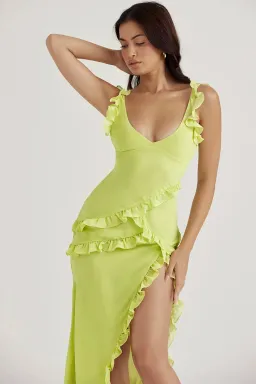 House of CB Pixie Ruffle Maxi in Lime Green Size 8 / Small for rent on The Volte - image 3