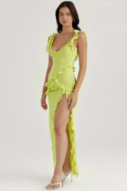 House of CB Pixie Ruffle Maxi in Lime Green Size 8 / Small for rent on The Volte - image 4