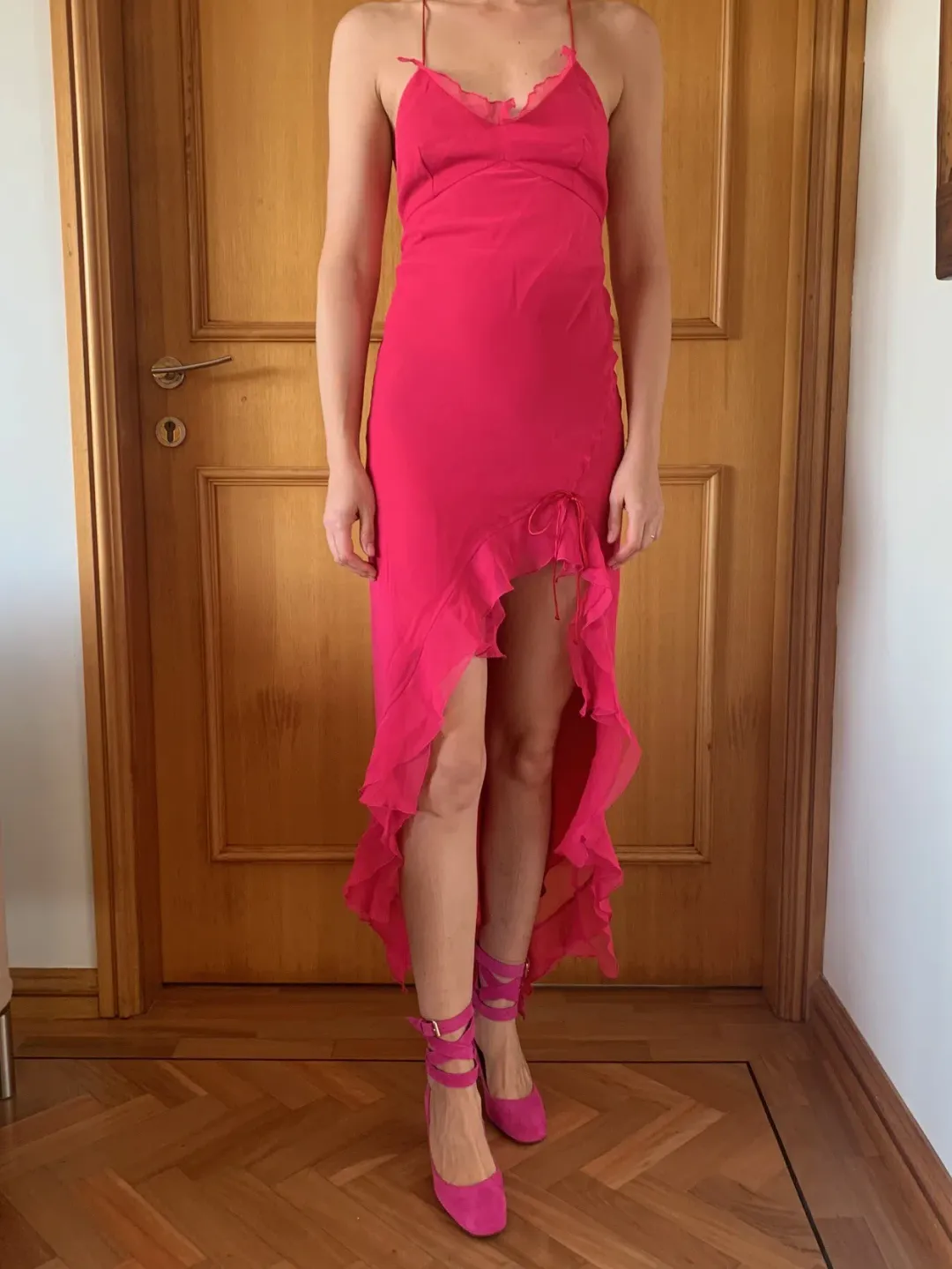 Eileen Kirby Frill Dress Pink Size 8 for rent on The Volte - main image