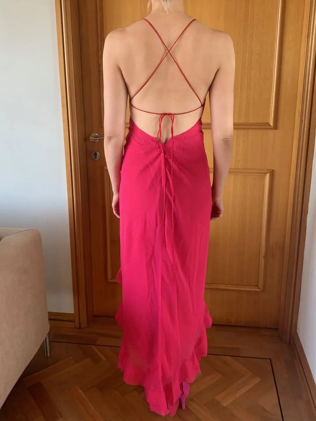 Eileen Kirby Frill Dress Pink Size 8 for rent on The Volte - main image