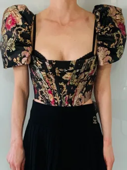 House CB Isabella Puff Sleeve Bustier Brocade Jacquard Size 6 for rent on The Volte - image 2