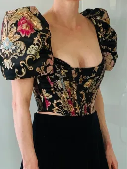 House CB Isabella Puff Sleeve Bustier Brocade Jacquard Size 6 for rent on The Volte - image 3