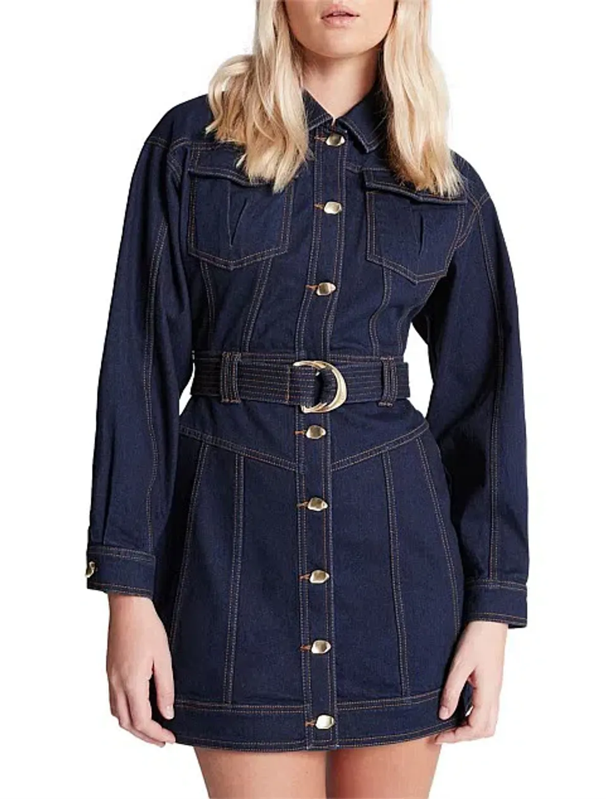 Aje Philia Belted Denim Mini Dress Blue Size 10 - Image 2