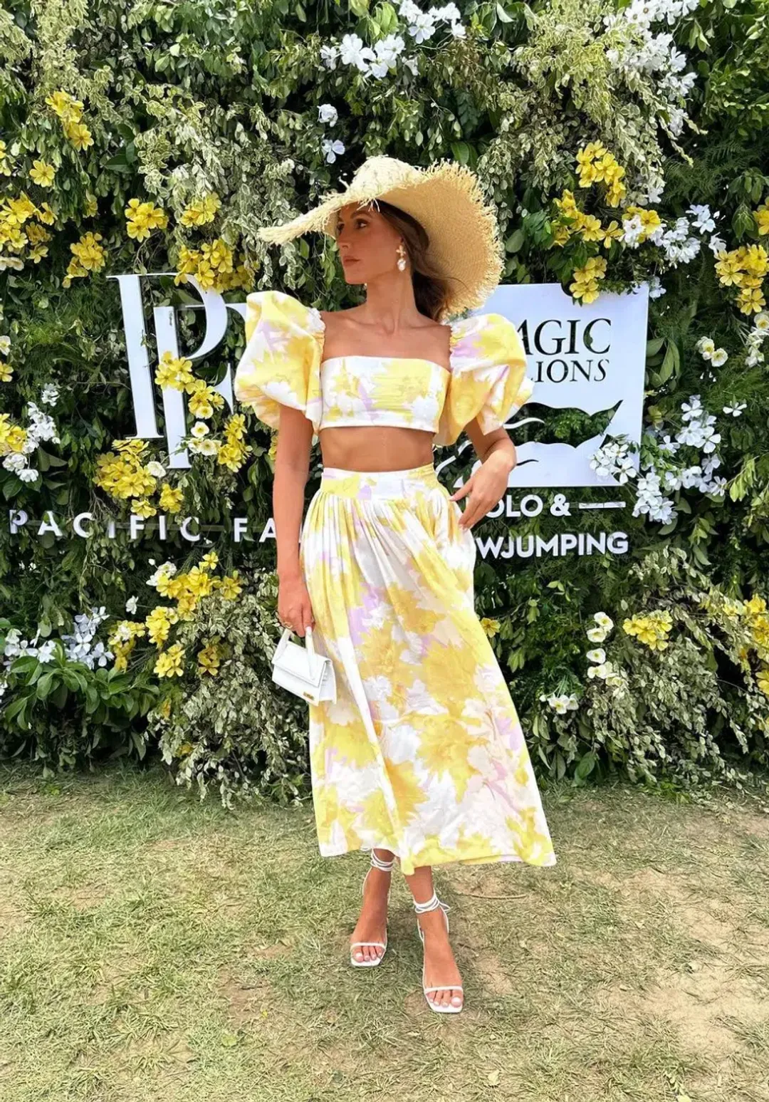 Leo Lin Simone Puff Top & Elina Skirt Set Jasmine Print in Sun Size 10 for rent on The Volte - main image