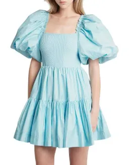 Aje Casa Puff Sleeve Mini Knit Dress Ice Blue Size 12 for rent on The Volte - image 2