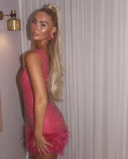 Nadine Merabi Evie Mini Dress Hot Pink Sequin Beadwork Size AU 8 for rent on The Volte - image 12