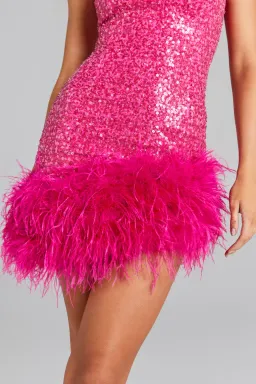 Nadine Merabi Evie Mini Dress Hot Pink Sequin Beadwork Size AU 8 for rent on The Volte - image 6