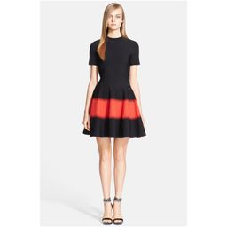 Alexander McQueen Red and Black Textured Fit & Flare Dress size 8 for rent on The Volte - image 1