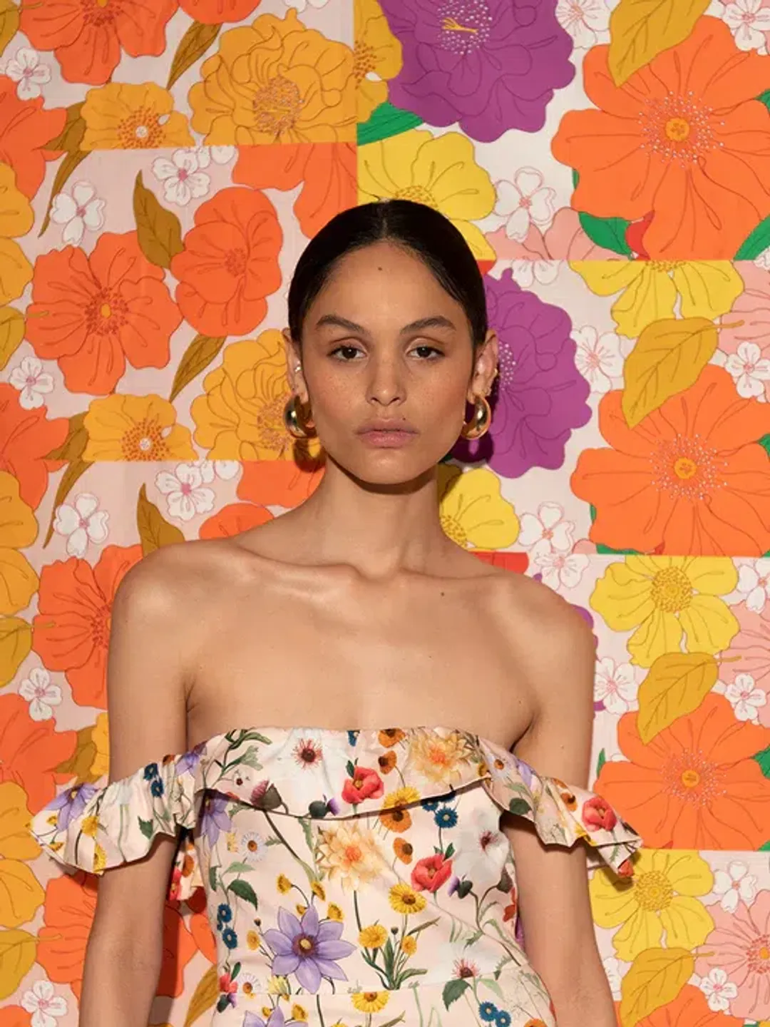 Borgo de Nor Farrah Off Shoulder Cotton Dress Floral Size 12 for rent on The Volte - main image