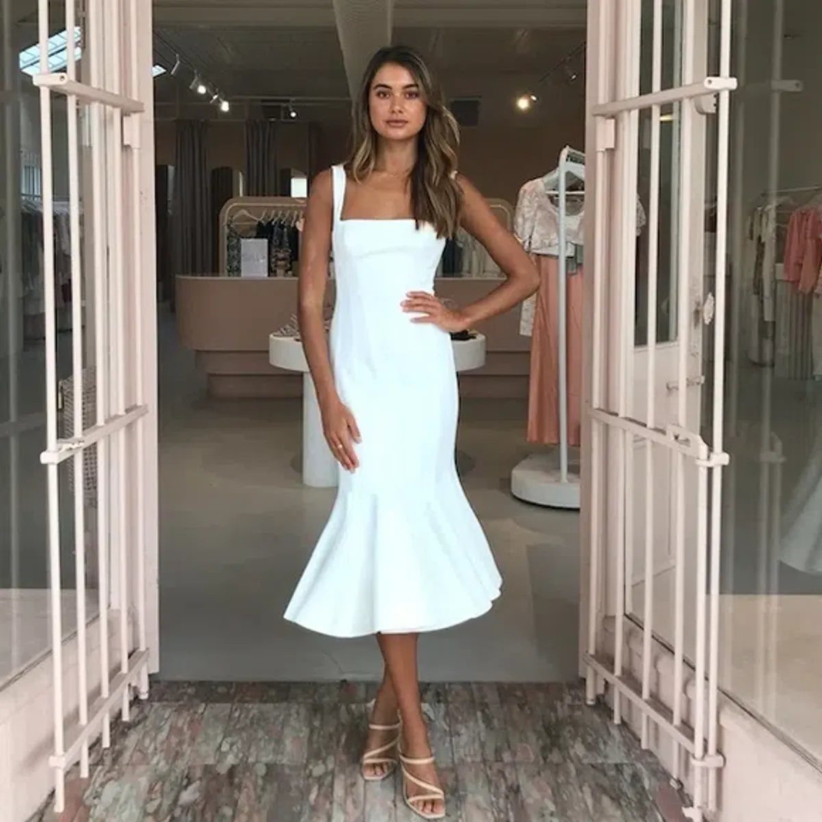 Acler Mawson Midi Dress White Size 12 for rent on The Volte - main image