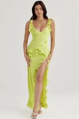 House of CB Pixie Ruffle Maxi Dress Lime Size S / AU 8 for rent on The Volte - image 10