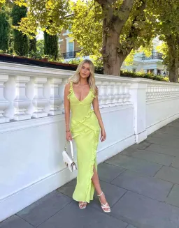 House of CB Pixie Ruffle Maxi Dress Lime Size S / AU 8 for rent on The Volte - image 4