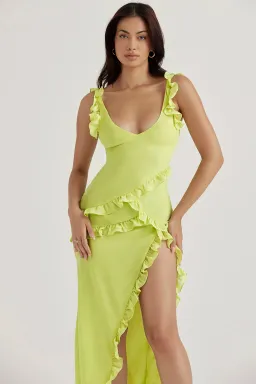 House of CB Pixie Ruffle Maxi Dress Lime Size S / AU 8-10 for rent on The Volte - image 10