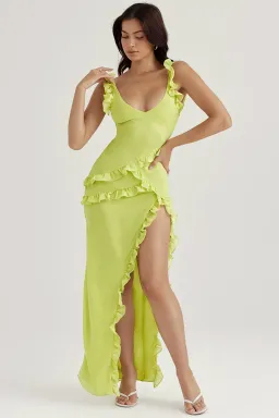 House of CB Pixie Ruffle Maxi Dress Lime Size S / AU 8-10 for rent on The Volte - image 8
