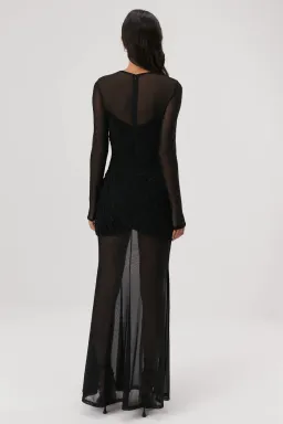 Misha Talitha Fine Mesh Maxi Dress Black Size 8 for rent on The Volte - image 2