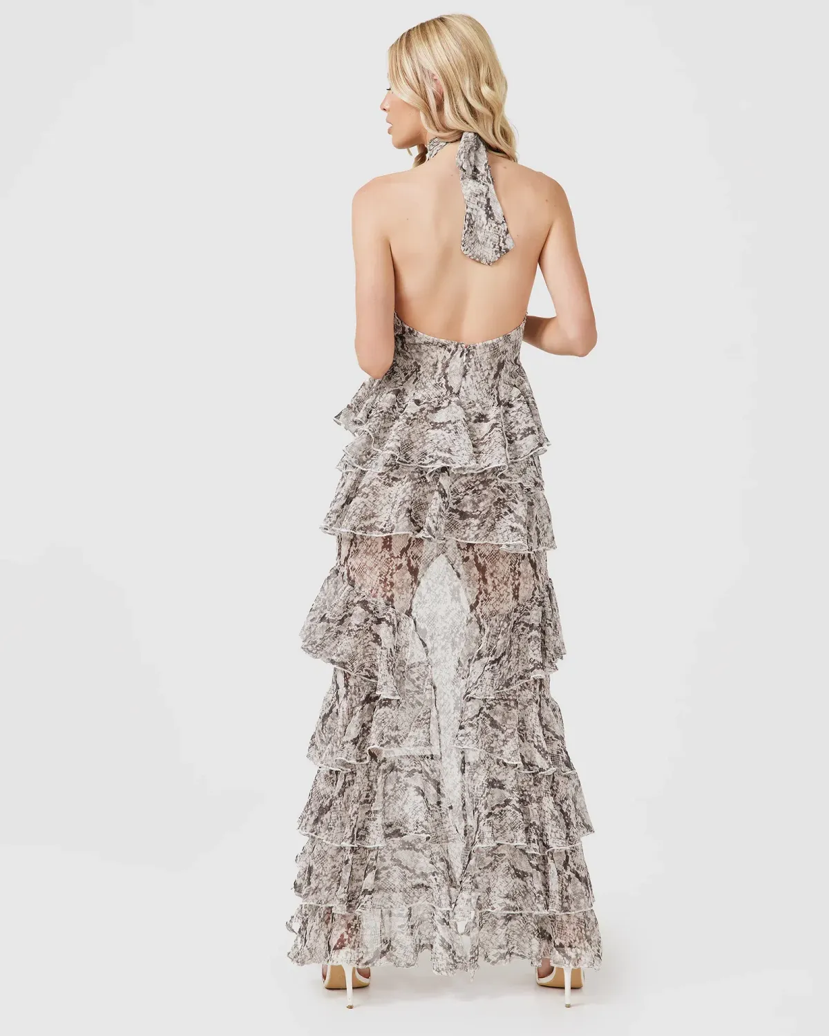 Derma Department Oscar Maxi Dress Snakeskin Size 4 - Image 4