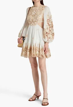 Zimmermann Ivory Embroidered Jeannie Mini Dress Size 0/ Au 8 for rent on The Volte - image 2