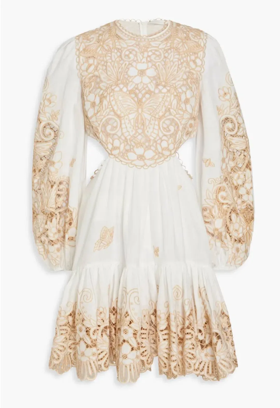 Zimmermann Ivory Embroidered Jeannie Mini Dress Size 0/ Au 8 for rent on The Volte - main image
