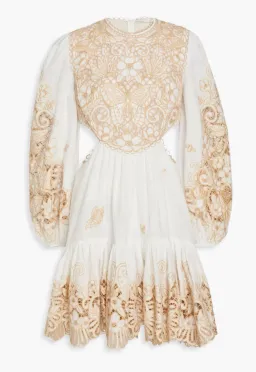 Zimmermann Ivory Embroidered Jeannie Mini Dress Size 0/ Au 8 for rent on The Volte - image 4