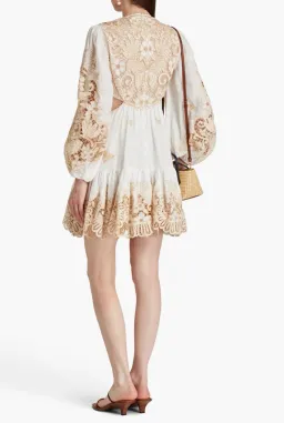 Zimmermann Ivory Embroidered Jeannie Mini Dress Size 0/ Au 8 for rent on The Volte - image 3