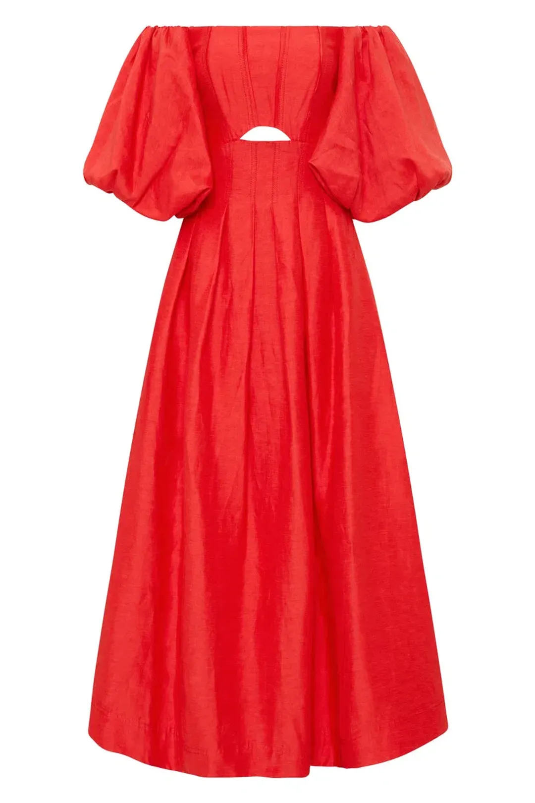 Aje Eugenie Off Shoulder Midi Dress Scarlet Red Size 8 for rent on The Volte - main image