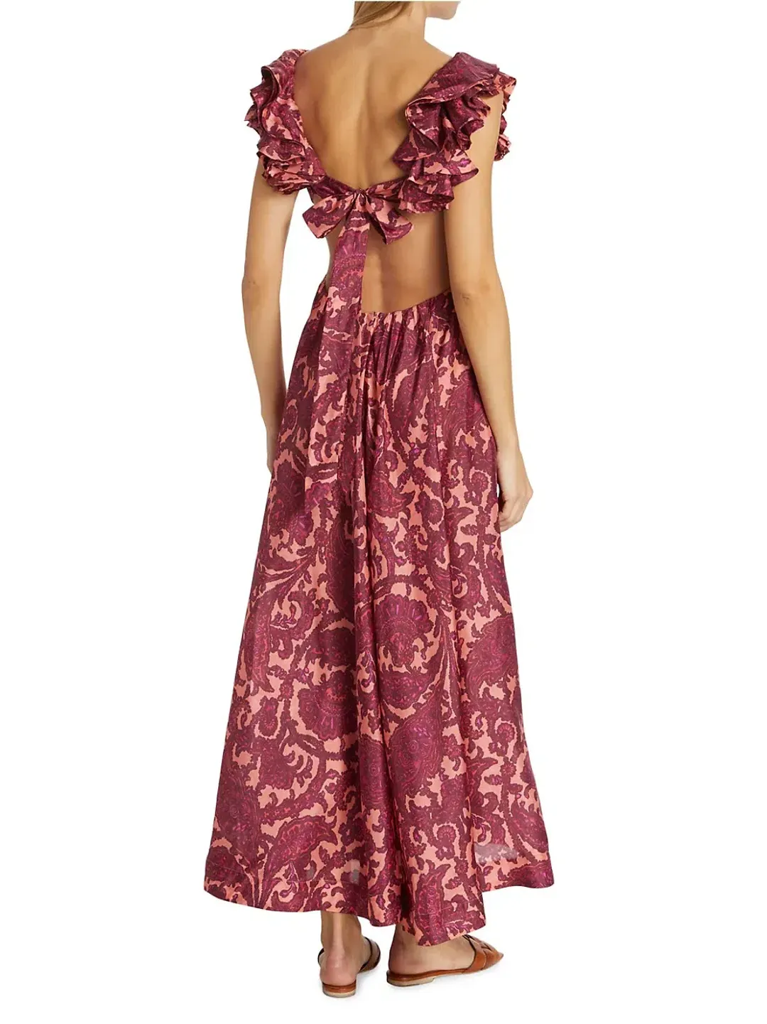 Zimmermann Tiggy Cutout Ruffled Silk Midi Dress Paisley-Print Size 1 / AU 10 for rent on The Volte - main image