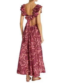Zimmermann Tiggy Cutout Ruffled Silk Midi Dress Paisley-Print Size 1 / AU 10 for rent on The Volte - image 2