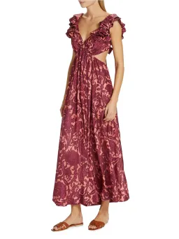 Zimmermann Tiggy Cutout Ruffled Silk Midi Dress Paisley-Print Size 1 / AU 10 for rent on The Volte - image 4