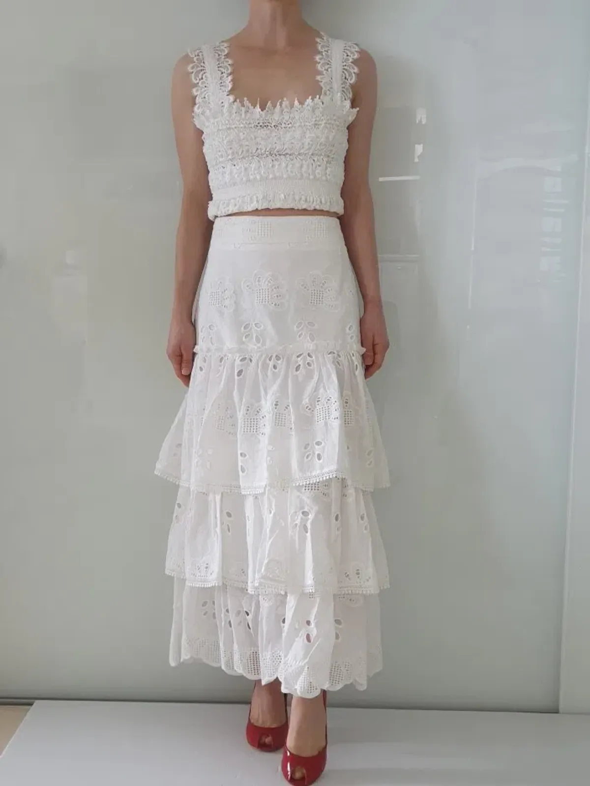 Alexis Faustine Ruffled Midi Skirt White Size XS / AU 6 - Image 2