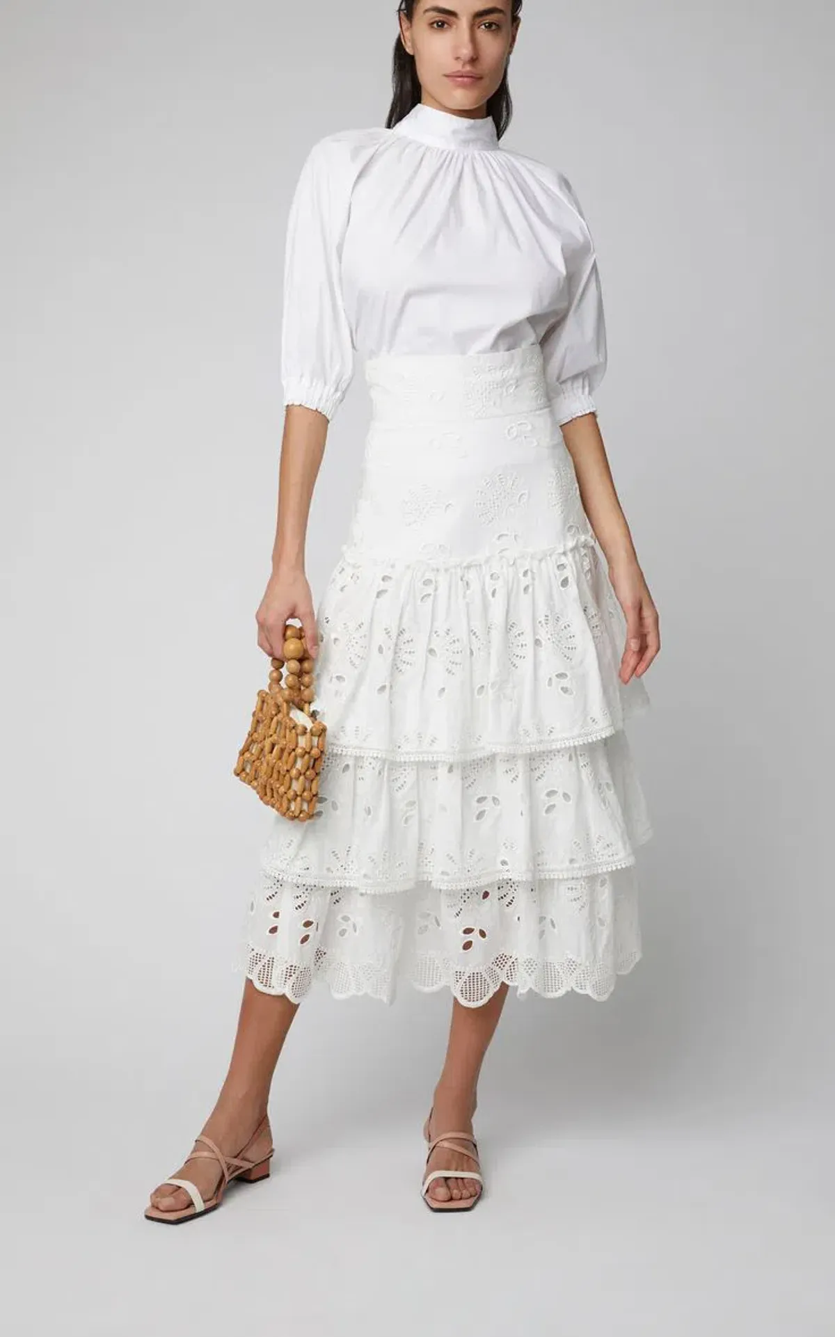 Alexis Faustine Ruffled Midi Skirt White Size XS / AU 6 - Image 1