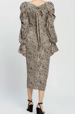 By Johnny Safari Slice Tulip Midi Dress Print Size 6 for rent on The Volte - image 4